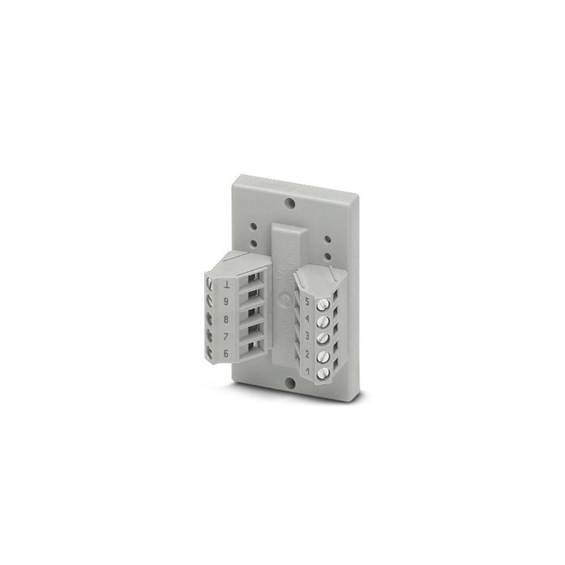 2283870 Phoenix Contact - Interface module - DFLK-D 9 SUB/S The VARIOFACE feed-through module implements a 1:1 connection between screw connection terminal blocks and a D-SUB miniature pin strip (number of positions: 9). A separate ground tap is available.