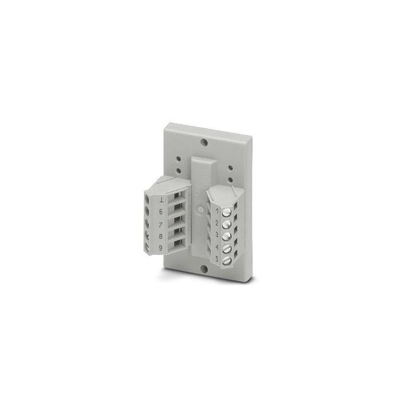 2287135 Phoenix Contact - Interface module - DFLK-D 9 SUB/B The VARIOFACE feed-through module implements a 1:1 connection between screw connection terminal blocks and a D-SUB miniature socket strip (number of positions: 9). A separate ground tap is available.