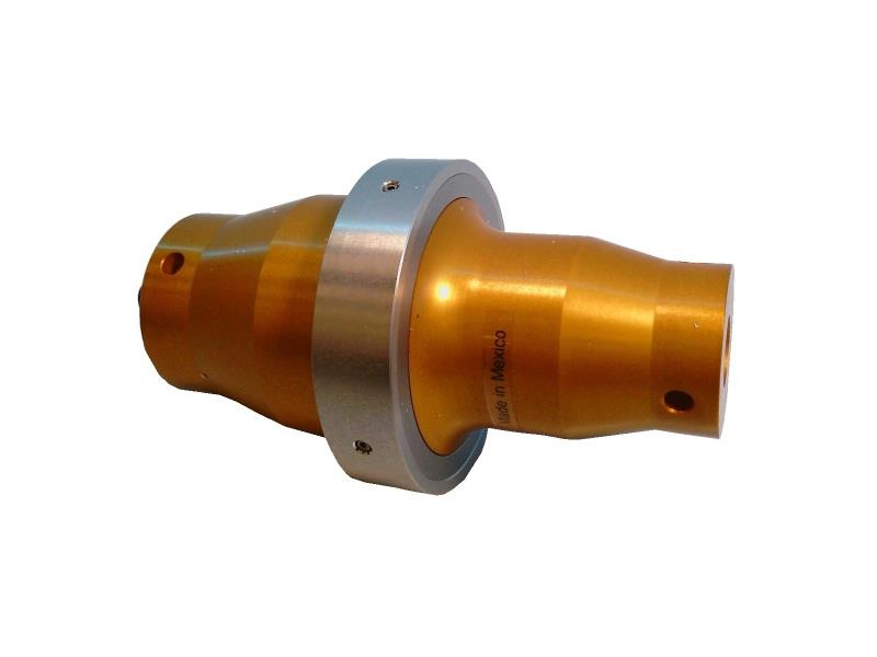 101-149-052 Emerson BOOSTER, 2000X SERIES, 20 KHZ, ULTRASONIC, GOLD, 1:1.5 RATIO, 1/2 INCH -20 STUDS / CONVERTER END, DRILLED / TAPPED 1/2 INCH -20 AT HORN END, ALUMINUM / O RING