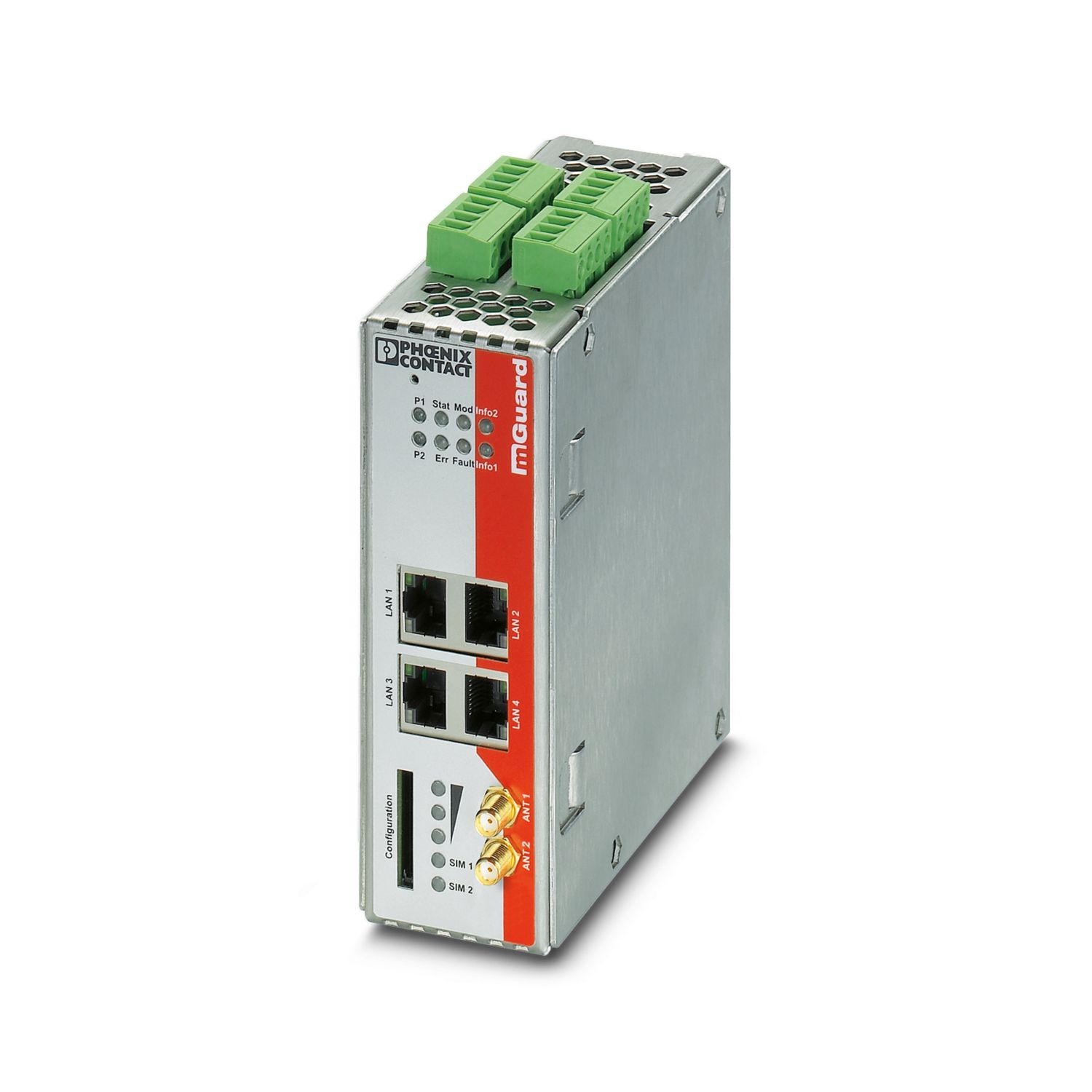 1010464 Phoenix Contact - TC MGUARD RS2000 4G ATT VPN Security appliance, Version for AT&T (US), 4G mobile network interface, SD card slot, 2 VPN tunnels, firewall for easy configuration, router with NAT/1:1 NAT, 4 port switch