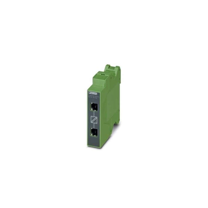 2313931 Phoenix Contact - Network isolator - FL ISOLATOR 100-RJ/RJ Passive network isolator for electrical isolation in Ethernet networks. This protects Ethernet devices from potential differences of up to 4 kV. Can be used for transmission speeds of up to 100 Mbps. Possible to connect two RJ45 plugs.