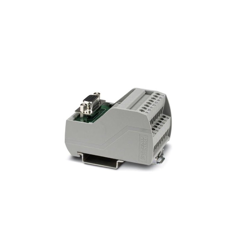 2322401 Phoenix Contact - VIP-2/SC/HD15SUB/F VARIOFACE module, with screw connection and high density D-Subminiature female connector, for mounting on NS 35, no. of pos.: 15, width: 44.9 mm