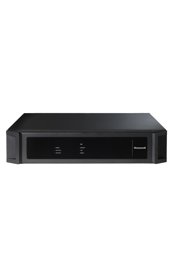 X-DA2250EN Honeywell High efficiency Class D power amplifier, 2x250W, 100V/70 output, with 100 - 240 VAC input and 24 VDC backup power supply