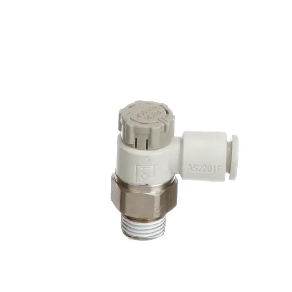 AS2201F-01-06SA SMC SPEED CONTROLLER, W/ ONE-TOUCH FITTING, SERIES: AS, 1/8, 1/4 STANDARD, ELBOW, METER-OUT, 1/8, Ø6, W/ SEAL