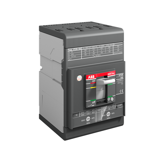 1SDA067014R1 ABB - XT2N 160 TMA 40-400 3p F F XT2N box circuit breaker - Icu breaking capacity (415V) = 36kA - 160A- TMA thermomagnetic protection release with adjustable thermal and magnetic threshold, 40-400 3-pole with fixed terminals.