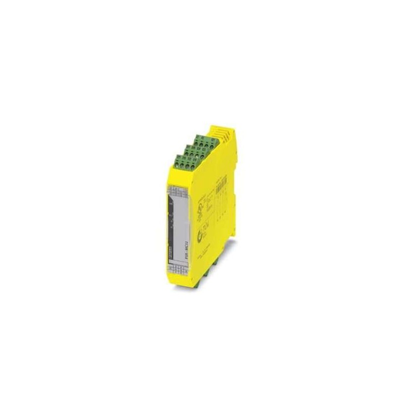 2700525 Phoenix Contact - Safety relays - PSR-MC32-3NO-1NC-24-230UC-SP Safety relay for emergency stop, safety doors, and light grids up to SILCL 3, Cat. 4, PL e, 1 or 2-channel operation, automatic or manual, monitored start, 3 enabling current paths, 1 signaling current path, US = 24 ... 230 V AC/DC, plug-in spring-cage terminal block
