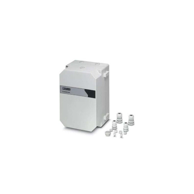 2701204 Phoenix Contact - Control box - FL RUGGED BOX Control box for robust construction of wireless systems for industrial applications, IP66, 25 x 18 x 13 cm, polycarbonate material, gray, drilled, incl. DIN rail, plugs, and screw connections, without devices