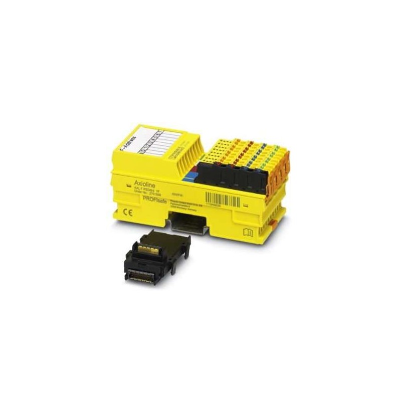 2701559 Phoenix Contact - Safety module - AXL F PSDI8/4 1F Safety-related digital input module, degree of protection IP20, for use in PROFIsafe systems. The module has 4 safe digital inputs for two-channel assignment or 8 safe digital inputs for single-channel assignment.