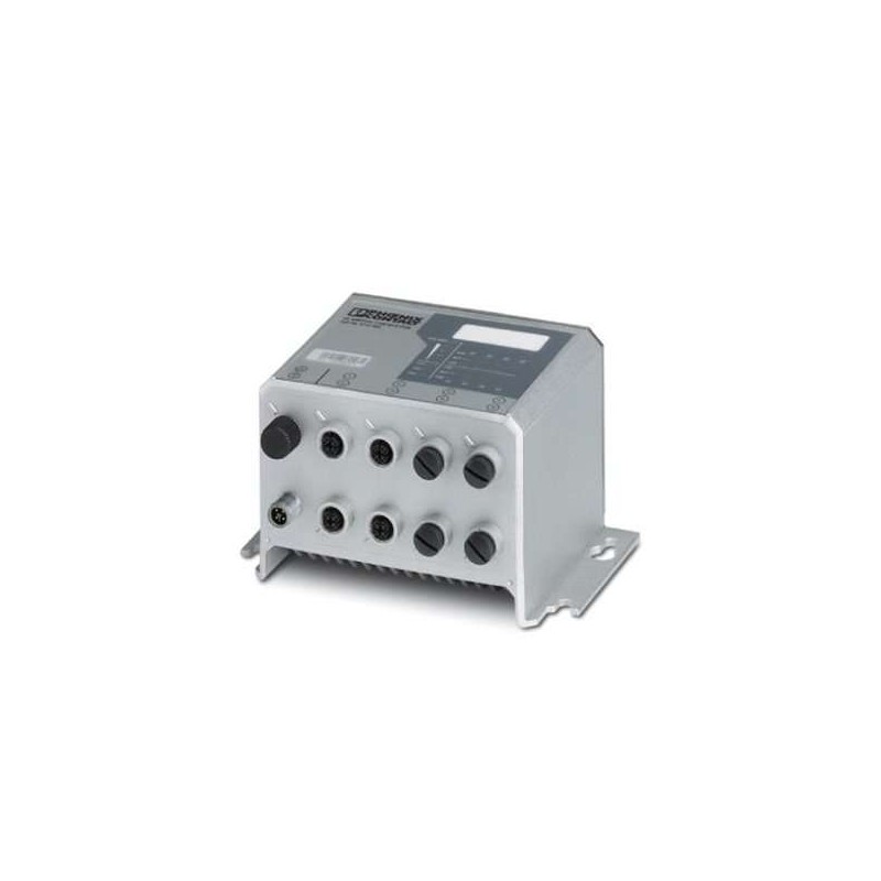 2701883 Phoenix Contact - FL SWITCH 1708 M12 POE PoE+ Ethernet switch, 8 Ethernet ports in M12 format, automatic detection of the data transmission speed of 10/100/1000 Mbps, jumbo frames up to 9600 bytes, coupling of network segments with different transmission speeds, autocrossing function, degree of protection IP67
