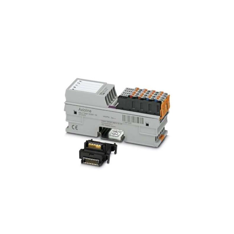 2701916 Phoenix Contact - I/O module - AXL F DI8/1 DO8/1 1H Axioline F, Digital I/O module, Digital inputs: 8, 24 V DC, connection method: 1-wire, Digital outputs: 8, 24 V DC, 500 mA, connection method: 1-wire, transmission speed in the local bus: 100 Mbps, degree of protection: IP20, including bus base module and Axioline F connectors