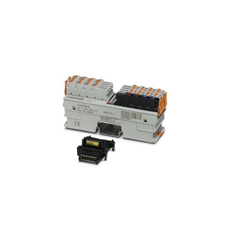 2702106 Phoenix Contact - AXL F DI16/1 DO16/1 2H Axioline F, Digital I/O module, Digital inputs: 16, 24 V DC, connection method: 1-wire, Digital outputs: 16, 24 V DC, 500 mA, connection method: 1-wire, transmission speed in the local bus: 100 Mbps, degree of protection: IP20, including bus base module and Axioline F connectors