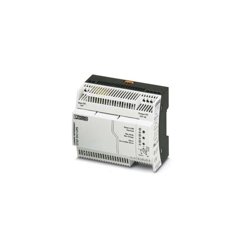 2868703 Phoenix Contact - STEP-UPS/24DC/24DC/3 Uninterruptible power supply with integrated battery module. The STEP-BAT/LIPO/18.5 DC/1.4 AH battery module can be re-ordered separately.