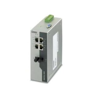 2891034 Phoenix Contact - Industrial Ethernet Switch - FL SWITCH 3004T-FX ST Managed Ethernet switch with four RJ45 ports at 10/100 Mbps, one ST format fiber optic port and operating temperature of -40°C  +75°C