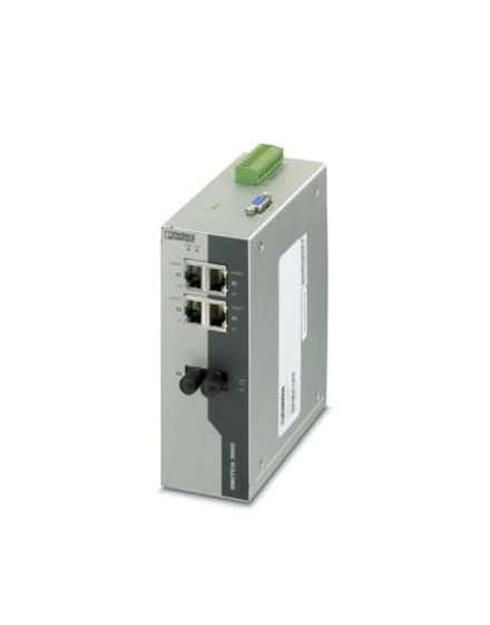 2891034 Phoenix Contact - Industrial Ethernet Switch - FL SWITCH 3004T-FX ST Managed Ethernet switch with four RJ45 ports at 10/100 Mbps, one ST format fiber optic port and operating temperature of -40°C +75°C