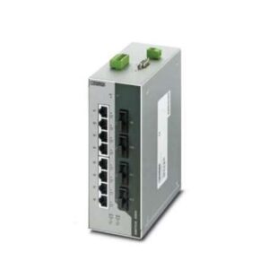 2891061 Phoenix Contact - Industrial Ethernet Switch - FL SWITCH 4008T-2GT-4FX SM Managed Ethernet switch with eight RJ45 ports at 10/100 Mbps, two RJ45 ports at 10/100/1000 Mbps and four SC-D fiber optic ports at 100 Mbps. Wide operating temperature of -40°C  +75°C.
