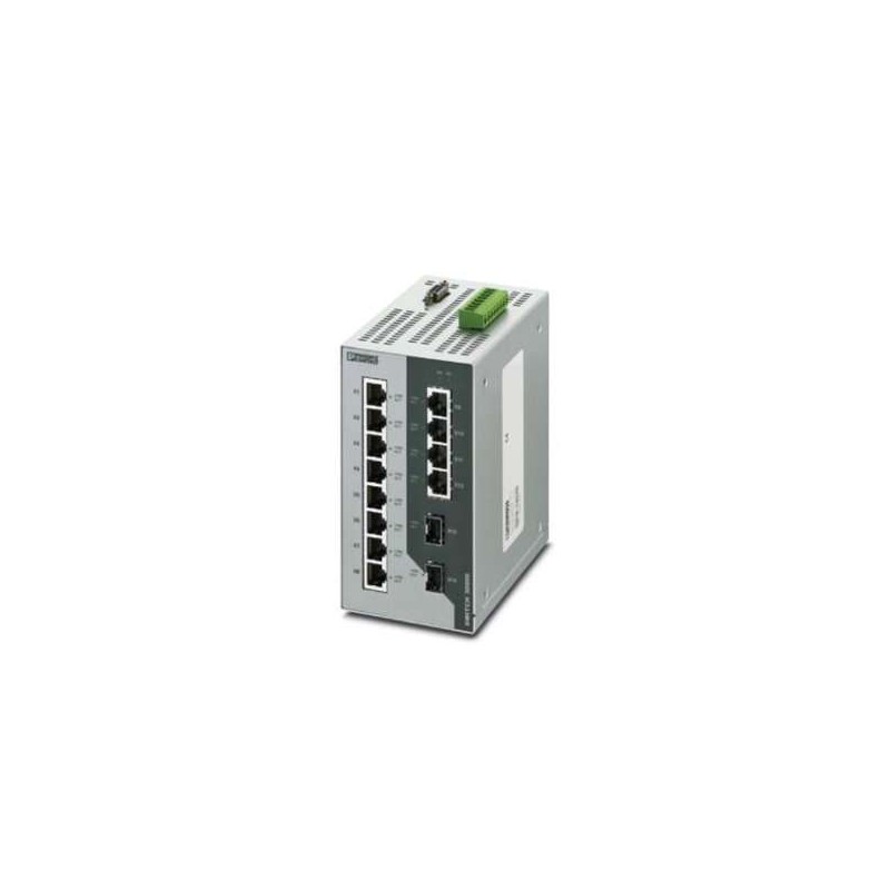 2891067 Phoenix Contact - Industrial Ethernet Switch - FL SWITCH 3012E-2SFX Managed Ethernet switch meets IEC 61850-3 and IEEE 1613 standards. Provides 12 RJ45 ports at 10/100 Mbps and two SFP slots at 100 Mbps) with an operating temperature of -40°C ... +70°C.