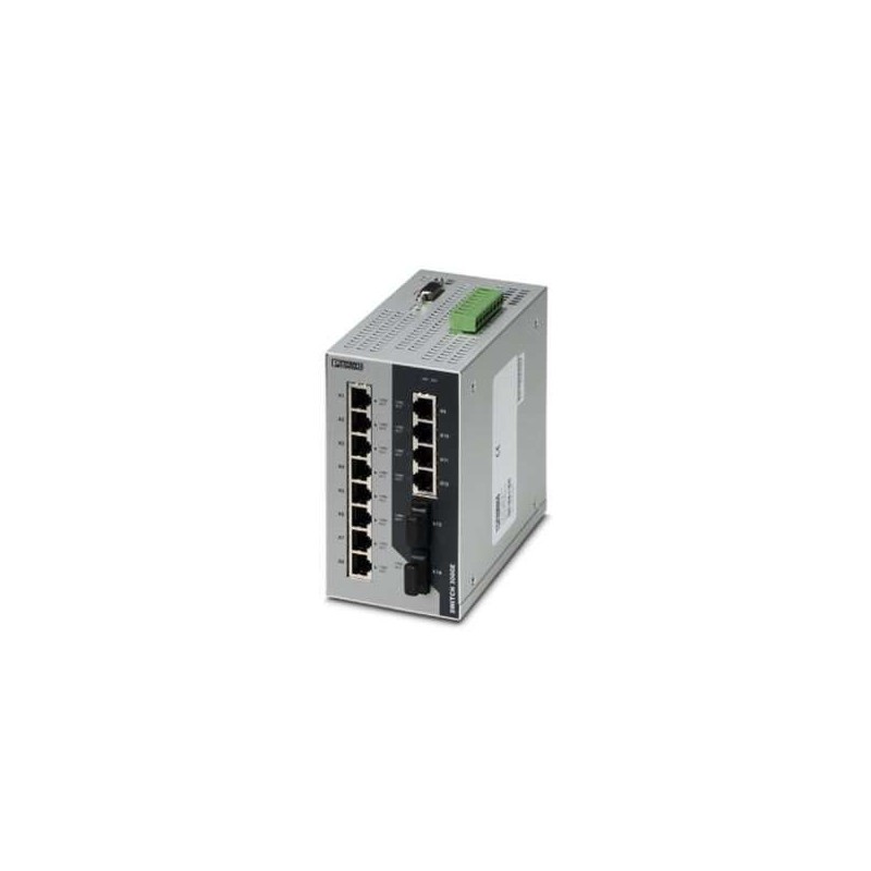 2891120 Phoenix Contact - Industrial Ethernet Switch - FL SWITCH 3012E-2FX Managed Ethernet switch meets IEC 61850-3 and IEEE 1613 standards. Provides 12 RJ45 ports at 10/100 Mbps, two SC-D MM fiber optic ports and operating temperature of -40°C ... +70°C.