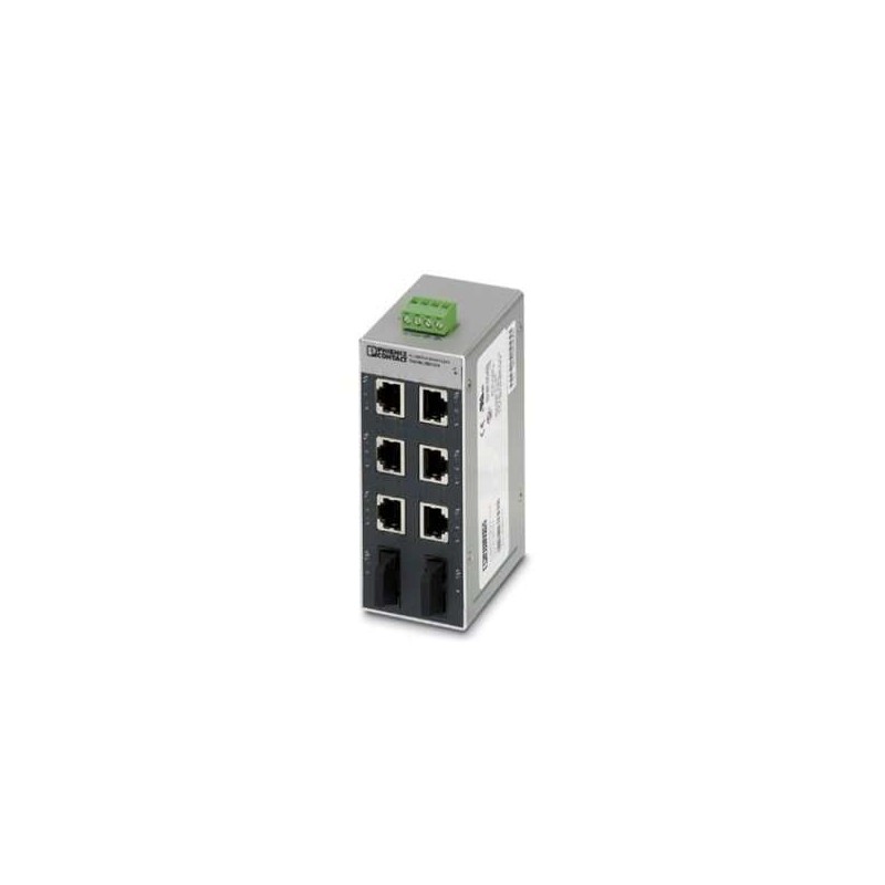 2891314 Phoenix Contact - Industrial Ethernet Switch - FL SWITCH SFN 6TX/2FX Ethernet switch, 6 TP RJ45 ports, 2 FO ports, 100 Mbps full duplex in SC-D format, automatic detection of data transmission speed of 10 or 100 Mbps (RJ45), autocrossing function