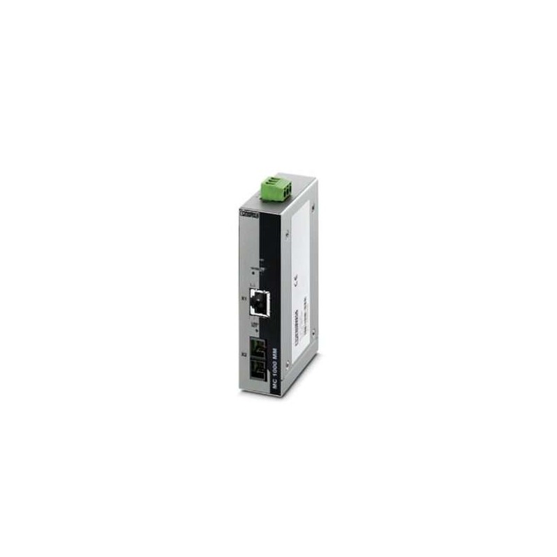 2891320 Phoenix Contact - FO converters - FL MC 1000 SC FO converter with SC duplex fiber optic connection (1300 nm), for converting 100Base-TX to multi-mode fiberglass. Auto MDI(X) function and comprehensive link diagnostics. DIN rail mountable.