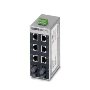 2891411 Phoenix Contact - Industrial Ethernet Switch - FL SWITCH SFN 6TX/2FX ST Ethernet switch, 6 TP RJ45 ports, 2 FO ports, 100 Mbps full duplex in ST-D format, automatic detection of data transmission speed of 10 or 100 Mbps (RJ45), autocrossing function