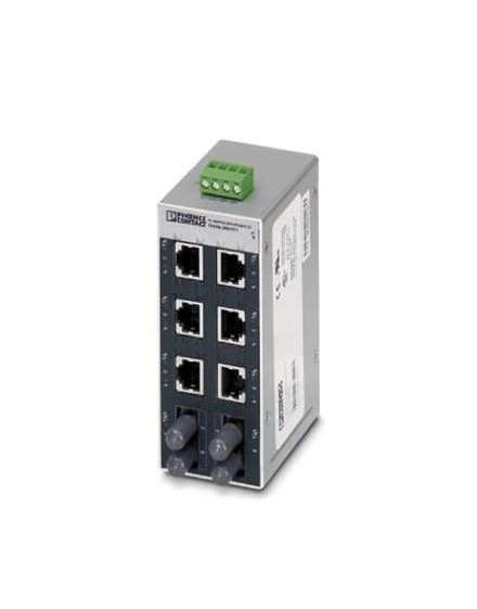 2891411 Phoenix Contact - Industrial Ethernet Switch - FL SWITCH SFN 6TX/2FX ST Ethernet switch, 6 TP RJ45 ports, 2 FO ports, 100 Mbps full duplex in ST-D format, automatic detection of data transmission speed of 10 or 100 Mbps (RJ45), autocrossing function