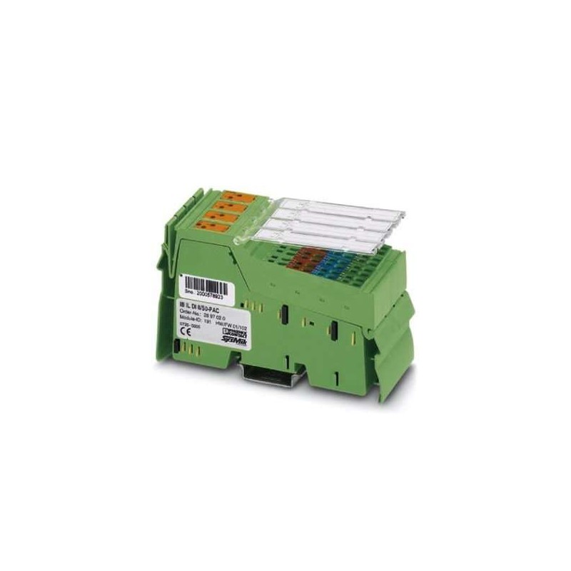 2897020 Phoenix Contact - Inline function terminal - IB IL DI 8/S0-PAC Inline, Digital input terminal, Digital inputs: 8 (S0 counter inputs), 24 V DC, connection method: 4-wire, transmission speed in the local bus: 500 kbps, degree of protection: IP20, including Inline connectors and marking fields