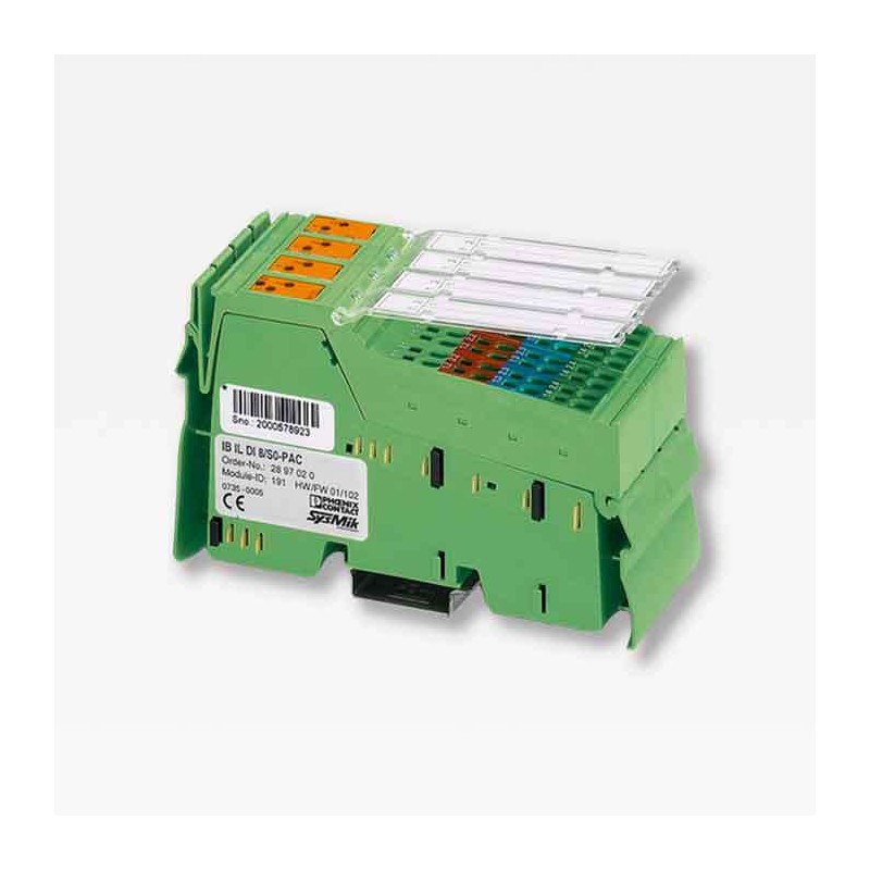 2897431 Phoenix Contact - Inline terminal - IB IL 24 DI 8/T2-PAC/10 Inline, Digital input terminal, Digital inputs: 8, 24 V DC, connection method: 4-wire, transmission speed in the local bus: 500 kbps, degree of protection: IP20, including Inline connectors and marking fields