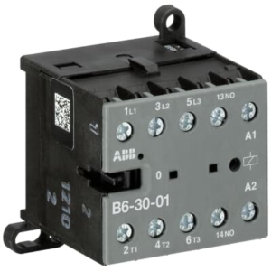 GJL1211001R0011 ABB - B6-30-01-01 B6-30-01-01 Mini Contactor 24 V AC - 3 NO - 0 NC - Screw Terminals. The B6-30-01 mini contactor is a compact 3 pole contactor with 1 auxiliary contact and screw terminals.