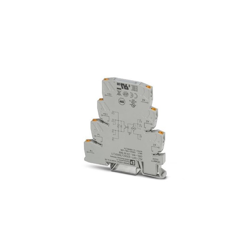 2900389 Phoenix Contact - Solid-state relay module - PLC-OPT-230AC/300DC/1 PLC-INTERFACE, integrated solid-state relay, with push-in connection, for mounting on NS 35/7,5 DIN rails, input: 230 V AC, output: 12 - 300 V DC/1 A