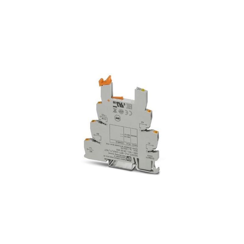 2900450 Phoenix Contact - Relay base - PLC-BPT- 24UC/ 1/ACT 6.2 mm PLC basic terminal block for output functions with push-in connection, without relay or solid-state relay, for mounting on DIN rail NS 35/7,5, with load return line connection (BB), 1 N/O contact, input voltage 24 V AC/DC