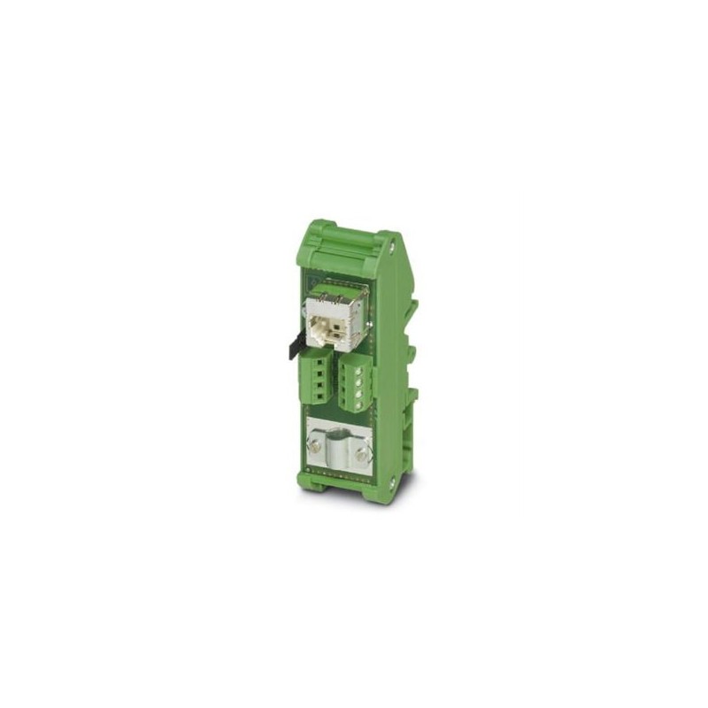 2901643 Phoenix Contact - FL-PP-RJ45-SC Patch panel, one RJ45 jack to 8 screw connection terminal blocks (1:1 assignment), CAT5e, 10/100/1000 Mbps, DIN rail adapter, IP20, option of shield contacting to the DIN rail via jumpers