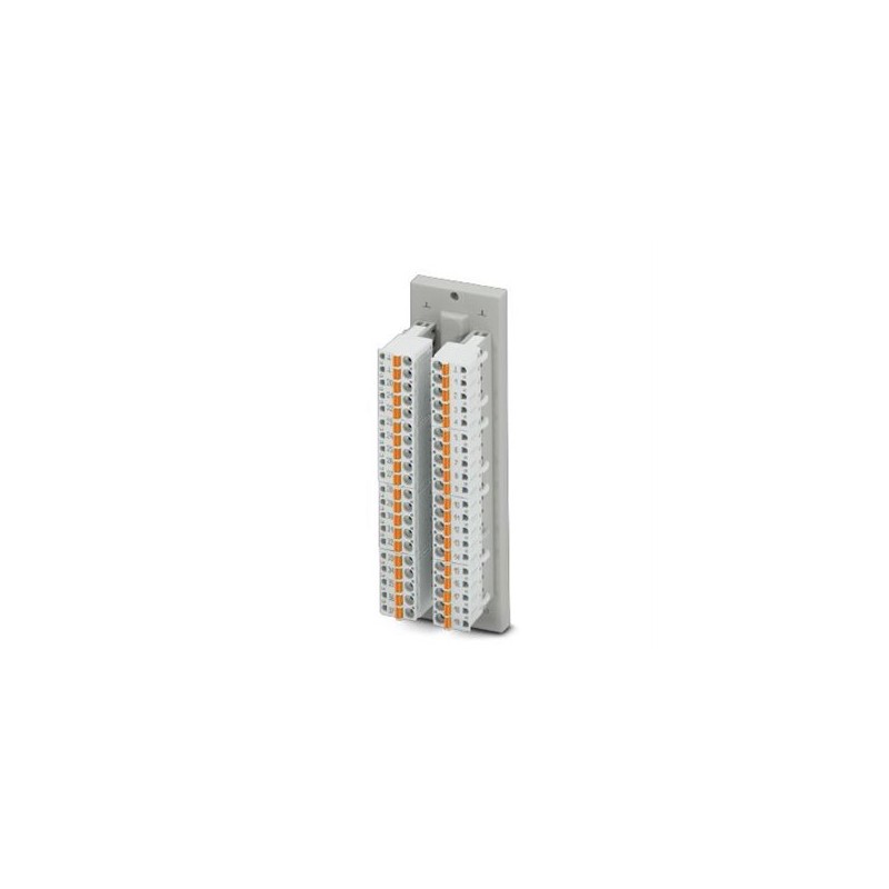 2903069 Phoenix Contact - Interface module - DFLK-D37 SUB/F/FKCT The VARIOFACE feed-through module implements a 1:1 connection between plug-in push-in spring-cage connection terminal blocks and a D-SUB miniature socket strip (number of positions: 37). A separate ground tap is available.