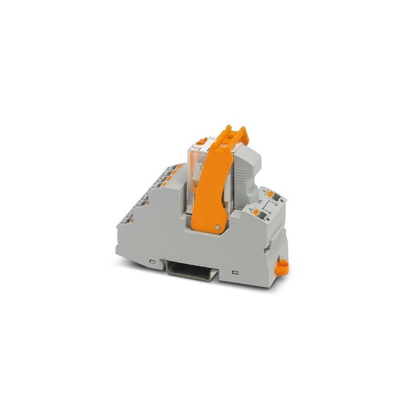 2903311 Phoenix Contact - RIF-2-RPT-LV-120AC/2X21 Pre-assembled relay module with push-in connection, consisting of: relay base, power contact relay, plug-in display/suppressor module, and retaining bracket. Contact type: 2 PDTs. Input voltage: 120 V AC