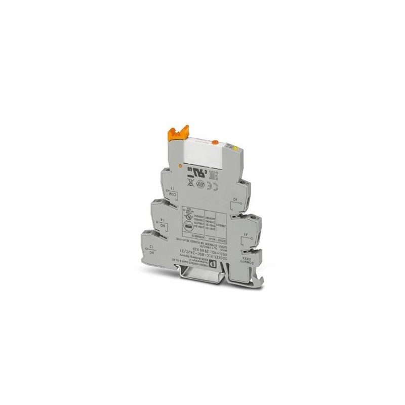 2909650 Phoenix Contact - Relay Module - PLC-RSC- 24UC/21/MS PLC-INTERFACE, consisting of PLC-BSC.../21 basic terminal block with screw connection and plug-in miniature relay with power contact and manual operation, 1 changeover contact, 24 V AC/DC input voltage