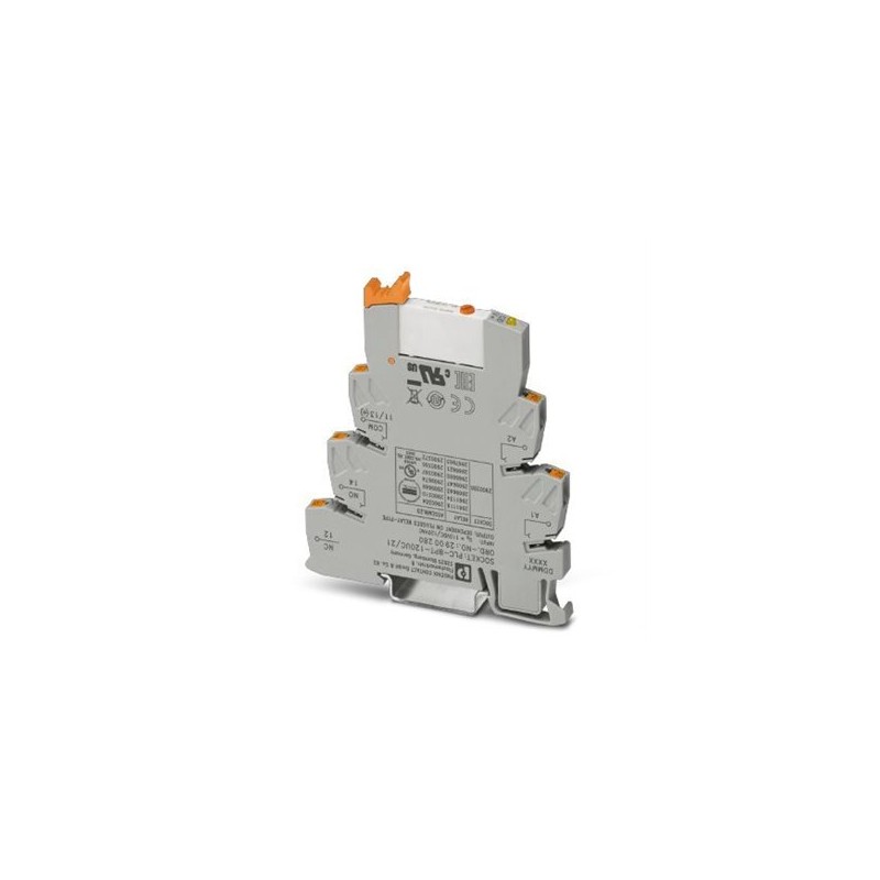 2909669 Phoenix Contact - Relay Module - PLC-RPT-120UC/21/MS PLC-INTERFACE, consisting of PLC-BPT.../21 basic terminal block with Push-in connection and plug-in miniature relay with power contact and manual operation, 1 changeover contact, 120 V AC/110 V DC input voltage