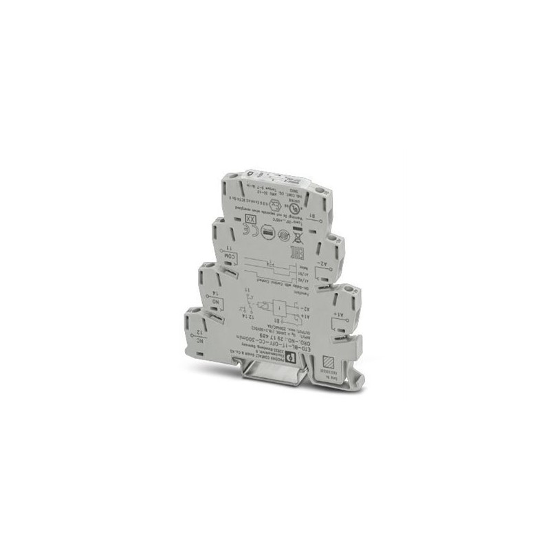 2917489 Phoenix Contact - Timer relay - ETD-BL-1T-OFF-CC-300MIN Timer relay with off delay (with control contact) and an adjustable time range (3 min - 300 min), with screw connection