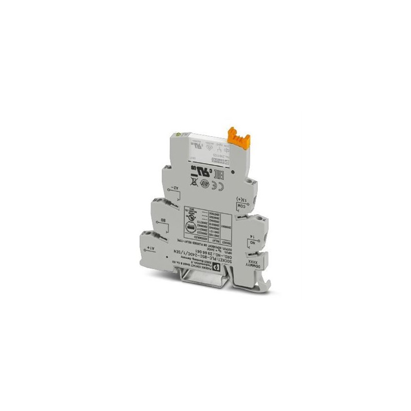 2966223 Phoenix Contact - Relay Module - PLC-RSC- 24DC/ 1/SEN PLC-INTERFACE for input functions, consisting of PLC-BSC.../SEN basic terminal block with screw connection and plug-in miniature relay with power contact, for mounting on DIN rail NS 35/7,5, 1 N/O contact, input voltage 24 V DC