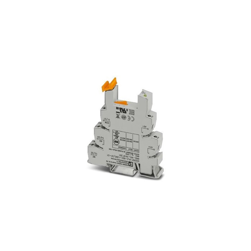 2967251 Phoenix Contact - Relay base - PLC-BSC- 12DC/21-21 14 mm PLC basic terminal block with screw connection, without relay or solid-state relay, for mounting on DIN rail NS 35/7,5, 2 PDTs, input voltage 12 V DC