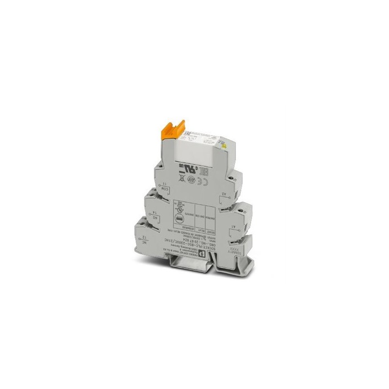 2967675 Phoenix Contact - Relay Module - PLC-RSC-230UC/21HC PLC-INTERFACE, consisting of PLC-BSC.../21 HC basic terminal block with screw connection and plug-in miniature relay for a high continuous current, for mounting on DIN rail NS 35/7,5, limiting continuous current up to 10 A, 1 PDT, input voltage 230 V AC/220 V DC