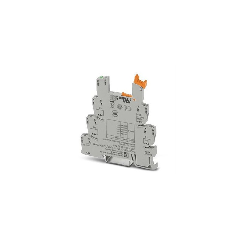 2980348 Phoenix Contact - Relay base - PLC-BSC-230UC/ 1/SEN/SO46 6.2 mm PLC basic terminal block with interference current and interference voltage protection on the control side, with screw connection, without relay or solid-state relay, with sensor supply voltage distribution (BB), 1 N/O contact, input voltage 230 V AC