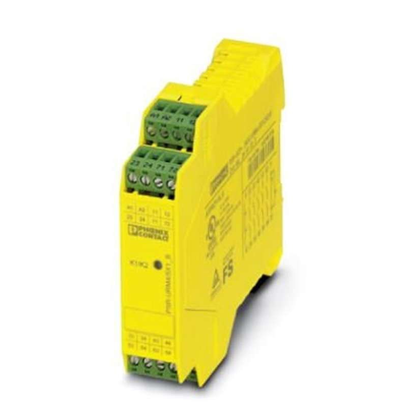 2981033 Phoenix Contact - Extension module - PSR-SCP- 24UC/URM4/5X1/2X2/B Single or two-channel contact extension, 5 n/o contacts, 1 n/c contact, 1 confirmation current path, plug-in screw terminal blocks, width: 22.5 mm