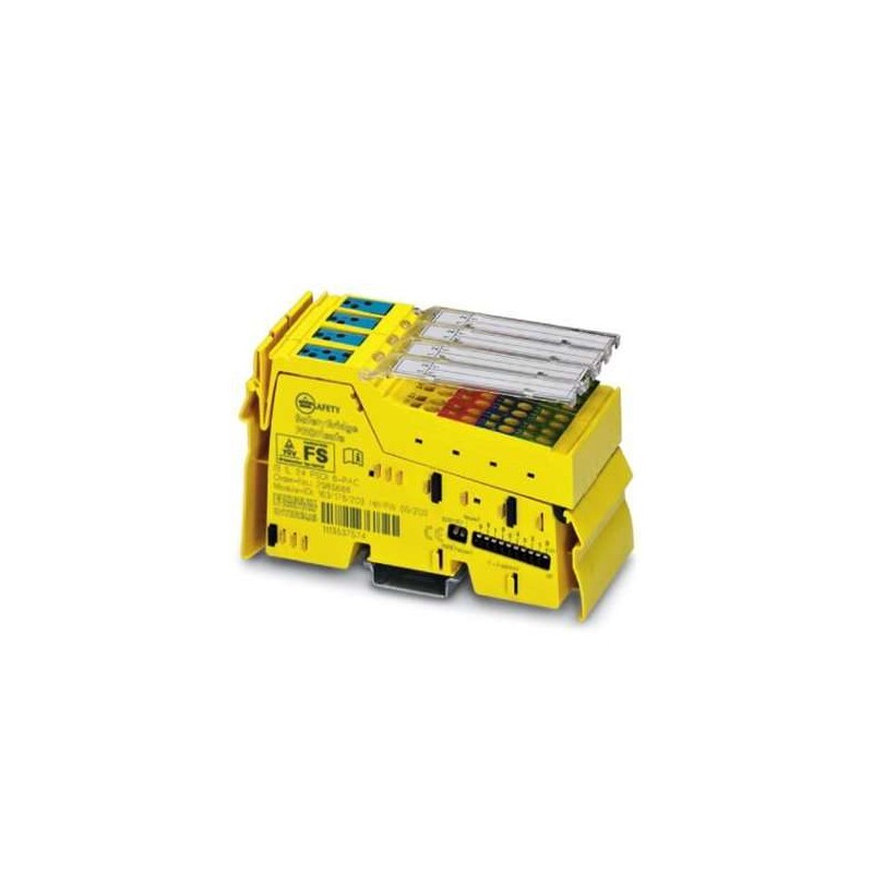 2985688 Phoenix Contact - IB IL 24 PSDI 8-PAC Safety-related digital input module, IP20 protection, for the SafetyBridge, INTERBUS-Safety, and PROFIsafe system. The module has 4 safe digital inputs for two-channel assignment or 8 safe digital inputs for single-channel assignment.