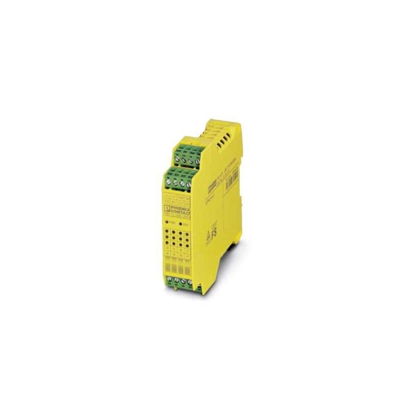 2986041 Phoenix Contact - Extension module - PSR-SPP- 24DC/TS/SDI8/SDIO4 PSR-TRISAFE-M I/O extension module with 8 safe inputs and 4 safe parameterizable channels (choice of safe inputs or outputs), 2 clock/signal outputs; up to SILCL 3, Cat. 4/PLe, SIL 3, EN 50156, Push-in terminal block