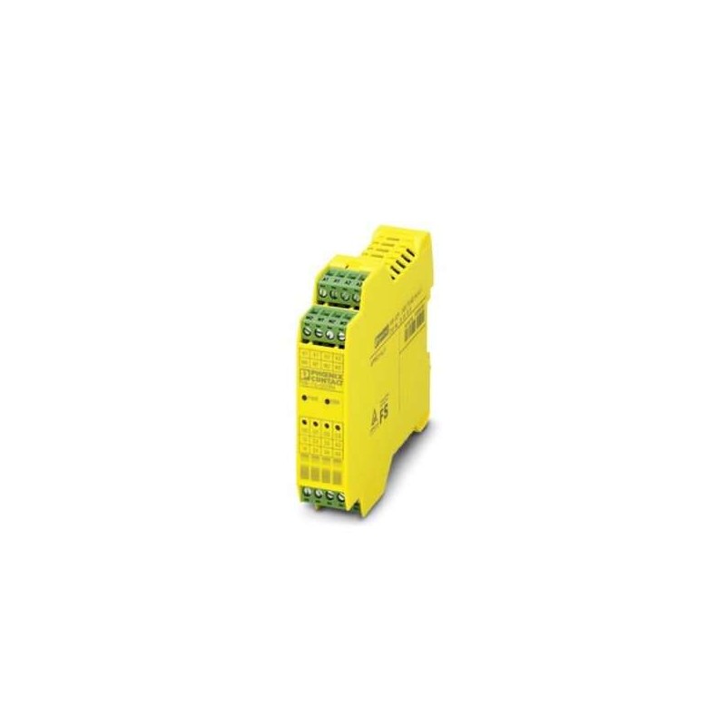 2986106 Phoenix Contact - Extension module - PSR-SPP- 24DC/TS/SDOR4/4X1 PSR-TRISAFE-M relay output extension module with 4 safe relay output contacts (choice of 4 single-channel or 2 two-channel relay contacts), 4 signal outputs up to SILCL 3, Cat. 4/PL e, SIL 3, EN 50156, plug-in spring-cage terminal block