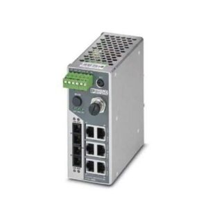 2989556 Phoenix Contact - Industrial Ethernet Switch - FL SWITCH SMN 6TX/2FX SM Smart Managed Narrow Switch (SMN) with six 10/100 Mbps RJ45 ports and two 100 Mbps single mode SC format fiber optic ports