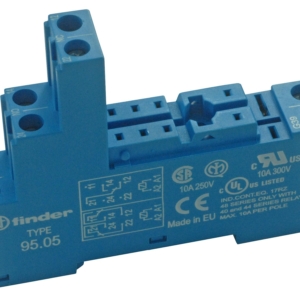 95.05 Finder Relay Socket, DIN Rail, Panel Mount, Screw Terminals, 8 Pin, 10 A, 250 V, 40°C