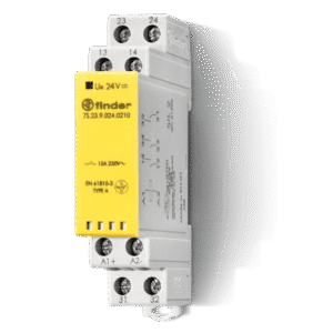 7S.23.9.012.0210 Finder Blockless relay with guided contacts Finder, 3P, 12V dc coil, DIN rail