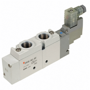 SY9120-5WOZ-03T SMC SOLENOID VALVE,SY SERIES,5 PORT,BODY PORTED,SINGLE UNIT,SY9000,2-POSITION SINGLE ACTUATION,24 V DC,M8 CONNECTOR WITHOUT CONNECTOR CABLE,W/ LIGHT/SURGE VOLTAGE SUPPRESSOR,NON-LOCKING PUSH MANUAL OVERRIDE,3/8 INCH PORT SIZE,NPTF THREAD