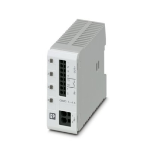 2906031 Phoenix Contact - CBMC E4 24DC/1-4A NO Multi-channel electronic circuit breaker for protecting four loads at 24 V DC in the event of overload and short circuit. With electronic locking of the set nominal currents. For installation on DIN rails.