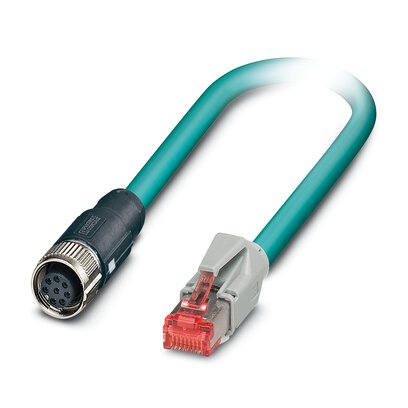 1407444 Phoenix Contact - NBC-FS/ 2,0-94B/R4AC SCO Network cable, Ethernet CAT5 (1 Gbps), 8-position, shielded, Plug straight RJ45 / IP20, on Socket straight M12, coding: A SPEEDCON / IP67, cable length: 2 m
